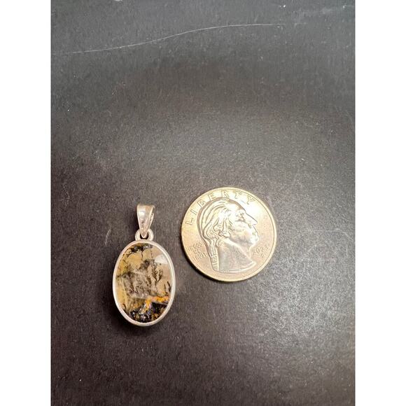 NEW Dendretic agate gemstone sterling silver pendant - Picture 3 of 11